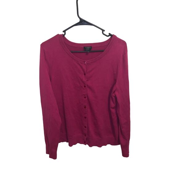 Talbots Sweaters - Talbots magenta pima cotton blend button down cardigan size XL
